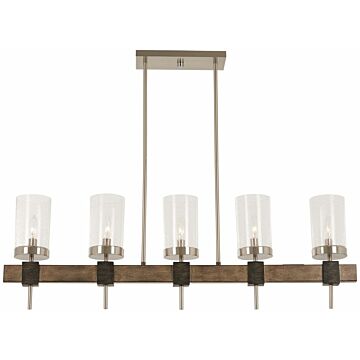 Bridlewood Five Light Island Pendant in Stone Grey WBrushed Nickel by MinkaLavery