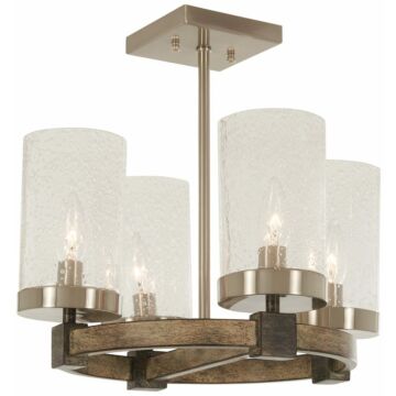 Bridlewood Four Light Semi Flush Mount in Stone Grey WBrushed Nickel by MinkaLavery