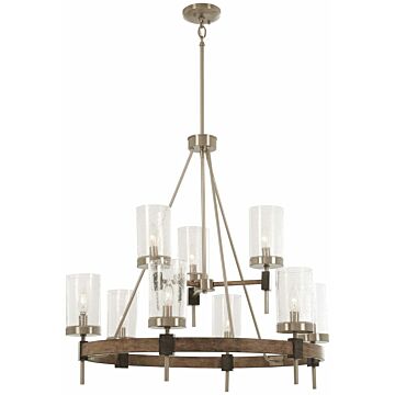 Bridlewood Nine Light Chandelier in Stone Grey WBrushed Nickel by MinkaLavery