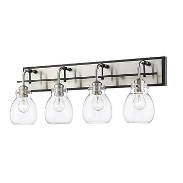 Z-Lite Kraken 4-Light Bathroom Vanity Light In Matte Black With Brushed Nickel