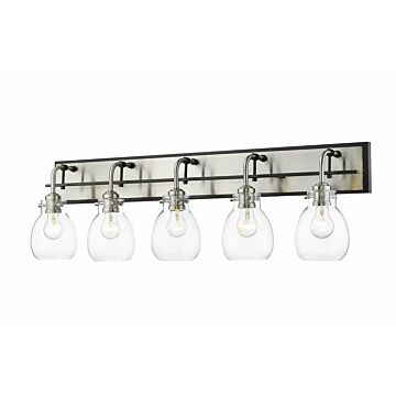 Z-Lite Kraken 5-Light Bathroom Vanity Light In Matte Black With Brushed Nickel