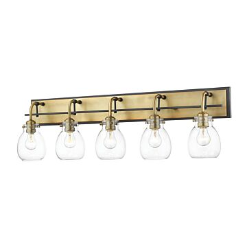Z-Lite Kraken 5-Light Bathroom Vanity Light In Matte Black With Olde Brass