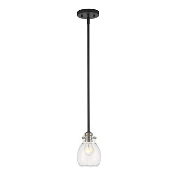 Z-Lite Kraken 1-Light Mini Pendant Light In Matte Black With Brushed Nickel