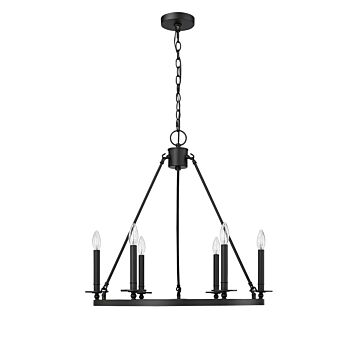 Florence Six Light Chandelier in Matte Black by Millennium
