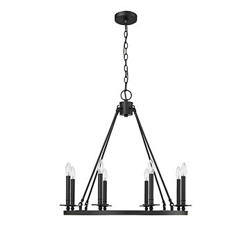 Florence Eight Light Chandelier in Matte Black by Millennium