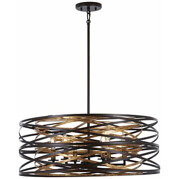Vortic Flow Six Light Pendant in Dark Bronze WMosaic Gold Inte by MinkaLavery