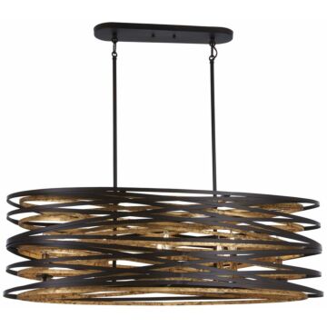 Vortic Flow Eight Light Island Pendant in Dark Bronze WMosaic Gold Inte by MinkaLavery