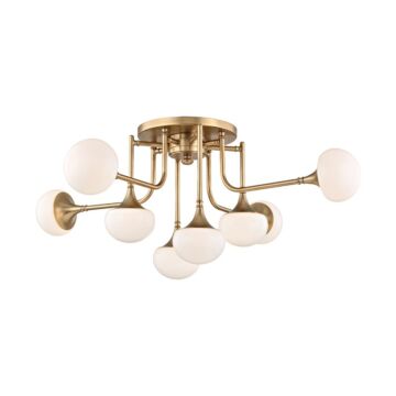 Fleming LED Semi Flush Mount in Aged Brass by Hudson Valley