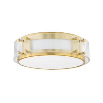 Clifford LED Flush Mount in Aged Brass by Hudson Valley