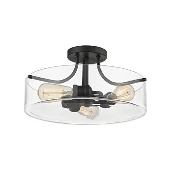 Z-Lite Delaney 3-Light Semi Flush Mount Ceiling Light In Matte Black