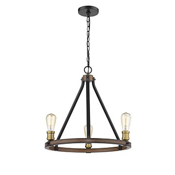 Z-Lite Kirkland 3-Light Chandelier In Rustic Mahogany