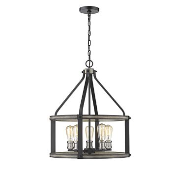 Z-Lite Kirkland 5-Light Pendant Light In Ashen Barnboard