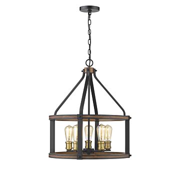 Z-Lite Kirkland 5-Light Pendant Light In Rustic Mahogany