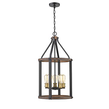 Z-Lite Kirkland 5-Light Pendant Light In Rustic Mahogany