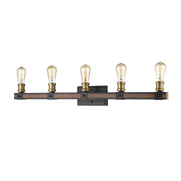Z-Lite Kirkland 5-Light Bathroom Vanity Light In Rustic Mahogany