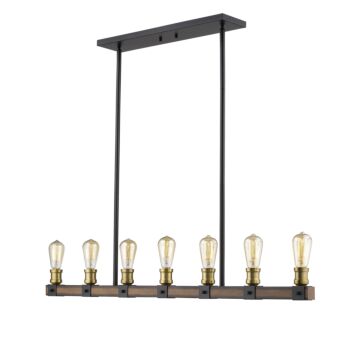 Z-Lite Kirkland 7-Light Linear Pendant Light In Rustic Mahogany