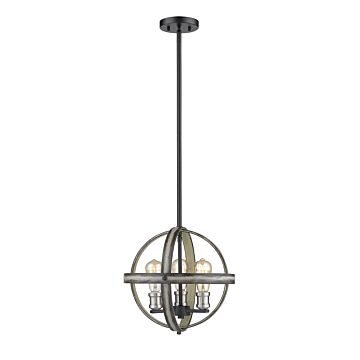 Z-Lite Kirkland 3-Light Pendant Light In Ashen Barnboard