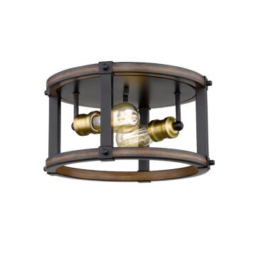 Z-Lite Kirkland 2-Light Flush Mount Ceiling Light In Rustic Mahogany