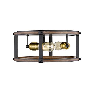 Z-Lite Kirkland 3-Light Flush Mount Ceiling Light In Rustic Mahogany