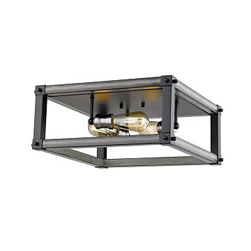 Z-Lite Kirkland 3-Light Flush Mount Ceiling Light In Ashen Barnboard