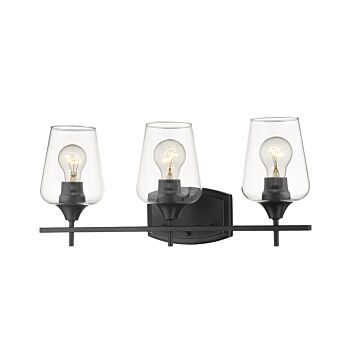 Z-Lite Joliet 3-Light Bathroom Vanity Light In Matte Black