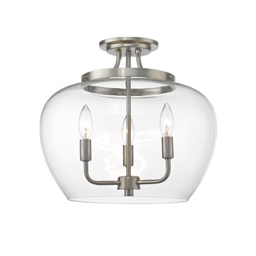 Z-Lite Joliet 3-Light Semi Flush Mount Ceiling Light In Brushed Nickel