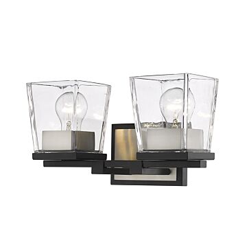 Z-Lite Bleeker Street 2-Light Bathroom Vanity Light In Matte Black With Brushed Nickel