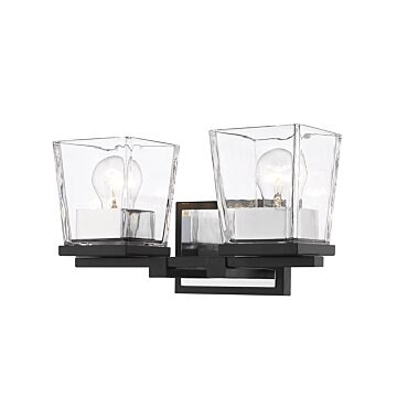 Z-Lite Bleeker Street 2-Light Bathroom Vanity Light In Matte Black With Chrome