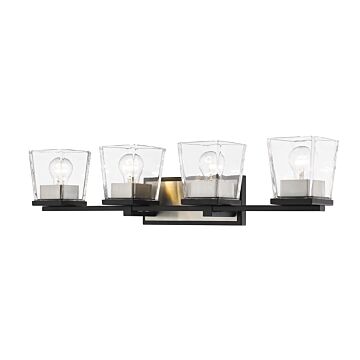 Z-Lite Bleeker Street 4-Light Bathroom Vanity Light In Matte Black With Brushed Nickel
