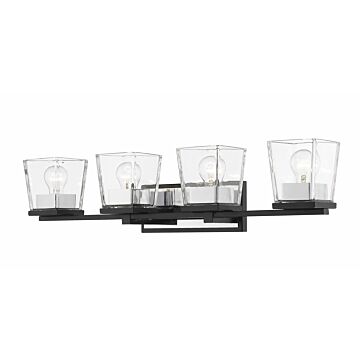 Z-Lite Bleeker Street 4-Light Bathroom Vanity Light In Matte Black With Chrome