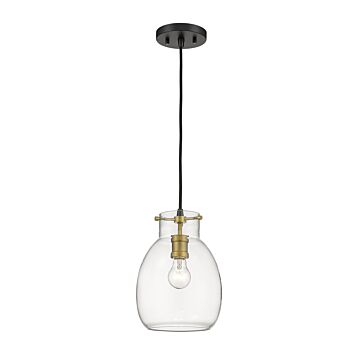 Z-Lite Bella 1-Light Mini Pendant Light In Matte Black With Olde Brass