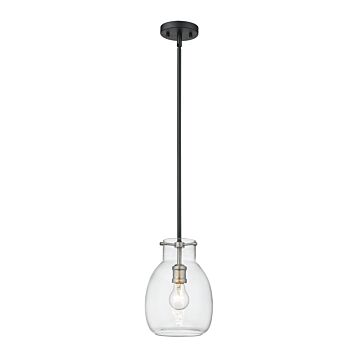 Z-Lite Bella 1-Light Mini Pendant Light In Matte Black With Brushed Nickel