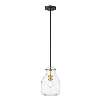 Z-Lite Bella 1-Light Mini Pendant Light In Matte Black With Olde Brass