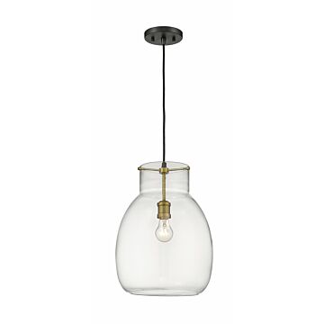 Z-Lite Bella 1-Light Pendant Light In Matte Black With Olde Brass