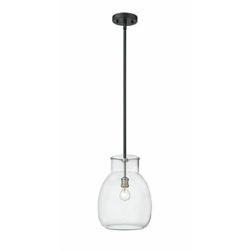 Z-Lite Bella 1-Light Mini Pendant Light In Matte Black With Brushed Nickel