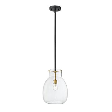 Z-Lite Bella 1-Light Mini Pendant Light In Matte Black With Olde Brass