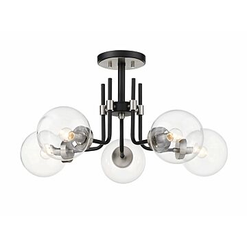 Z-Lite Parsons 5-Light Semi Flush Mount Ceiling Light In Matte Black With Brushed Nickel