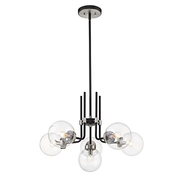 Z-Lite Parsons 6-Light Chandelier In Matte Black With Brushed Nickel
