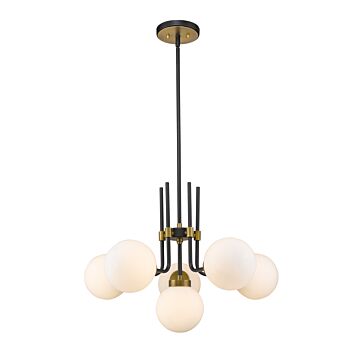 Z-Lite Parsons 6-Light Chandelier In Matte Black With Olde Brass