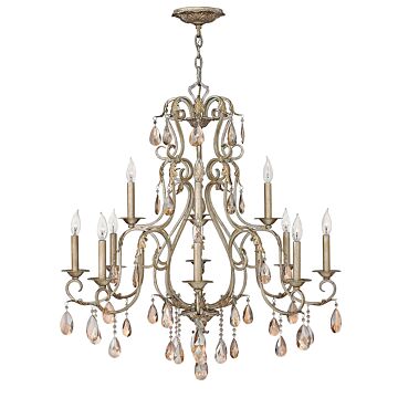 Hinkley Carlton 12-Light Chandelier In Silver Leaf