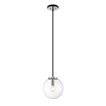 Z-Lite Parsons 1-Light Pendant Light In Matte Black With Brushed Nickel