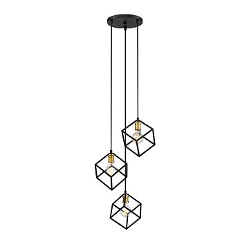 Z-Lite Vertical 3-Light Pendant Light In Bronze With Olde Brass