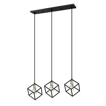 Z-Lite Vertical 3-Light Linear Pendant Light In Matte Black With Brushed Nickel