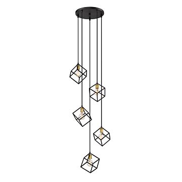 Z-Lite Vertical 5-Light Pendant Light In Bronze With Olde Brass