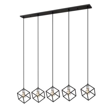 Z-Lite Vertical 5-Light Linear Pendant Light In Matte Black With Brushed Nickel