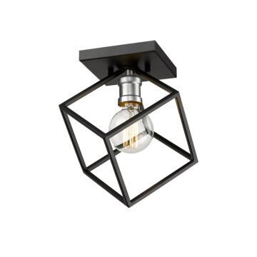 Z-Lite Vertical 1-Light Flush Mount Ceiling Light In Matte Black With Brushed Nickel
