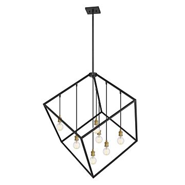 Z-Lite Vertical 7-Light Pendant Light In Bronze With Olde Brass
