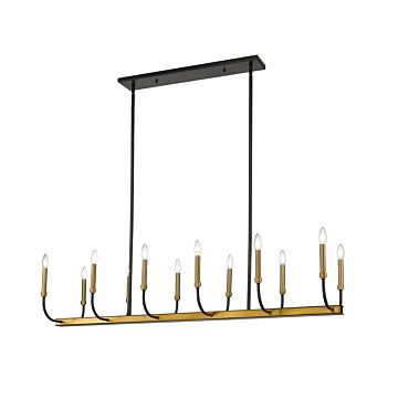 Z-Lite Haylie 12-Light Chandelier In Matte Black With Olde Brass