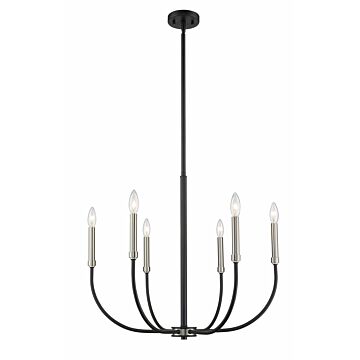 Z-Lite Haylie 6-Light Chandelier In Matte Black With Brushed Nickel