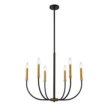 Z-Lite Haylie 6-Light Chandelier In Matte Black With Olde Brass